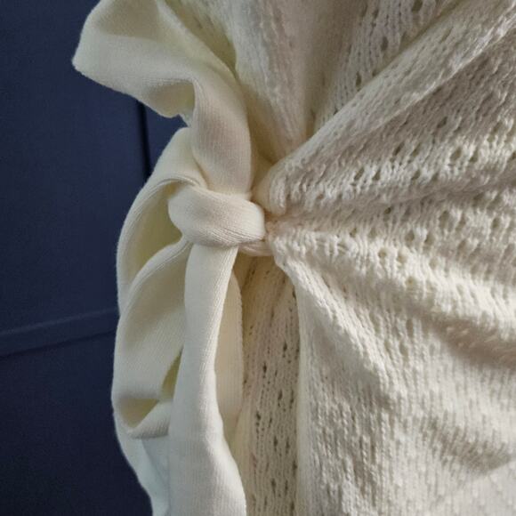 In the Style Cream Sweater Eyelet Wrap Mini Dress sz 6 New - Picture 3 of 7